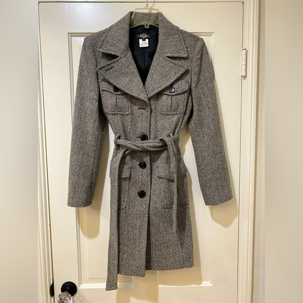 Thailan Womens Grey white marked wool peacoat jacket